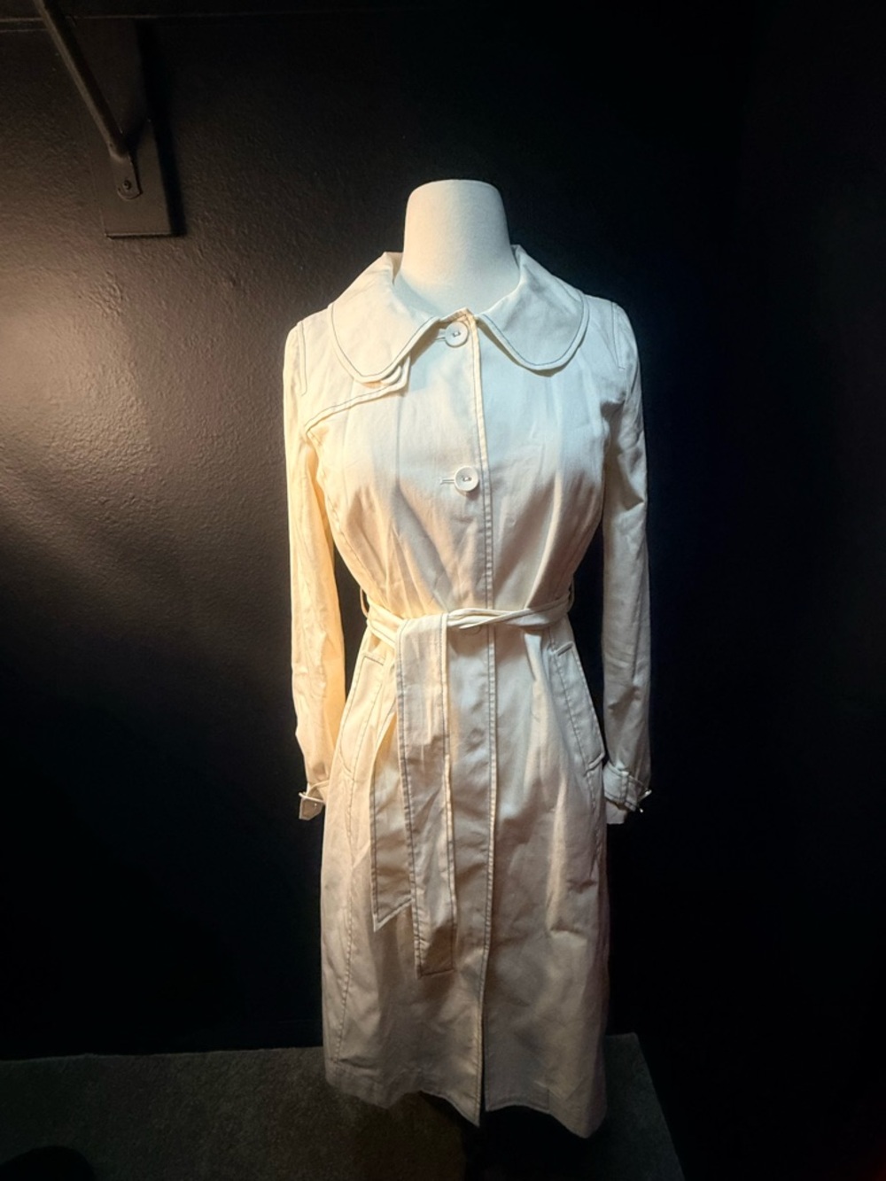 Tocca Ivory Cotton Trench with Peter Pan Collar size 4 NWOT